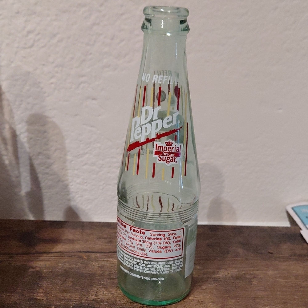 Dr Pepper Glass Bottle with Red and White Design - Picture 2 of 2